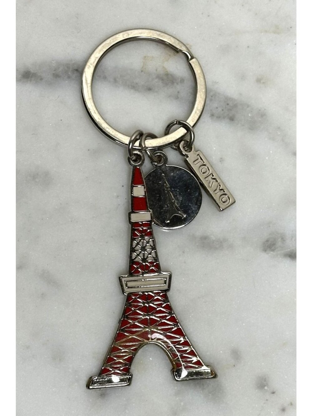 Tokyo Tower Enamel Keychain, Japan Travel Souvenir Key Ring, Red Tokyo Landmark